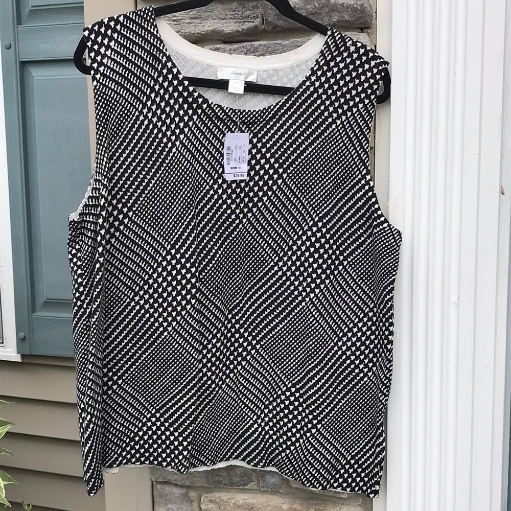 CJ Banks size 1x sweater tank new with tags, black and cream